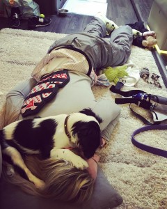 The World Cup tour can be exhausting; Lindsey Vonn naps with her new puppy Lucy. (photo: Instagram)