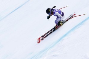 Breezy Johnson (pictured here in Altenmarkt-Zauchensee) grabbed third in the single DH training run this week in Garmisch-Partenkirchen, Germany. (Getty/Agence Zoom-Christophe Pallot)