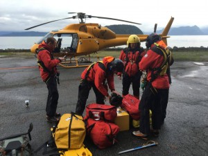 Members of North Shore Rescue stage out of Sunset Marina, north of Horseshoe Bay, awaiting a break in the weather on Saturday to search for a missing snowboarder near Cypress Mountain Ski Area. (photo: North Shore Rescue)