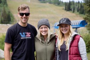 Olympic bronze medalist Alex Deibold (left), 2014 Olympian Faye Gulini and skicross athlete Whitney Gardner stand at the base of Solitude's Main Street run, which will house the race course and finish area. (photo: USSA)