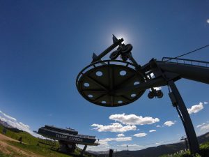 Workers dismantle the former Sun Up chairlift in Vail Mountain's Back Bowls in early July. (photo: Todd Harper)