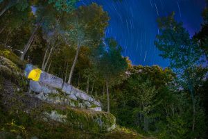 A graffiti-adorned boulder on what used to be Stoneham's Kamikaze run honors JP Auclair's legacy. (photo: Stoneham Mountain Resort)