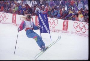 Donna Weinbrecht competes for her gold in 1992. (photo: Getty Images-Rick Stewart via USSA)