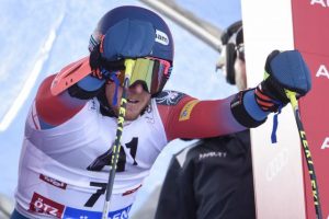 Ted Ligety stands in the Soelden start gate on Sunday. (photo: Getty Images/Agence Zoom-Michel Cottin via USSA)