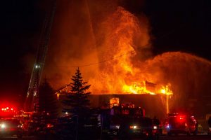 A massive inferno destroys Mad River Mountain's base lodge on September 16, 2015. (photo: Mad River Mountain)