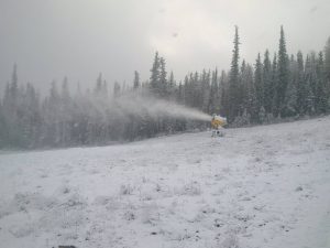 Alberta's Nakiska ski area started making snow on Thursday, the first ski area to do so in Canada this season. (photo: Nakiska Ski Area)