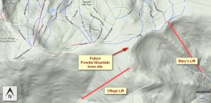 The approximate locations of Powder Mountain's new Mary's Lift and Village Lift. (image: FTO)