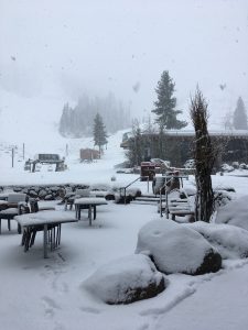 Snowfall returned today to Squaw Valley, Calif., but lifts remain silent. (photo: Squaw Valley Alpine Meadows)