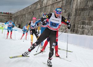 Alaska's Kikkan Randall races in Quebec City during a World Cup stop in 2012. (file photo: Cephas)