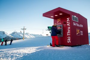 CIBC takes banking to new heights with Canadas first ski-thru ATM at the top of Whistler Mountain at Whistler Blackcomb Ski Resort. (photo: CNW Group/CIBC)