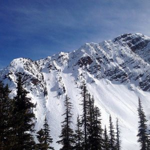 The competition venue for Kicking Horse Mountain Resort's Wrangle the Chute 4* FWQ event. (file photo: Freeride World Qualifier)