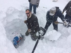 Rescuers locate a backcountry skier beneath four feet of avalanche debris south of Silverton, Colo. on Monday. (photo: Facebook/Sallie Barney)