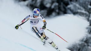 Lindsey Vonn, of Vail, Colo., skis to her 77th World Cup victory on Saturday in Garmisch-Partenkirchen, Germany. (photo: FIS/Agence Zoom)