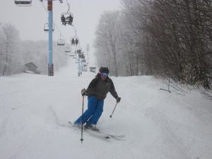 Skier Jason Temco under Belleayre's Lift 7. (photo: James Michaud)