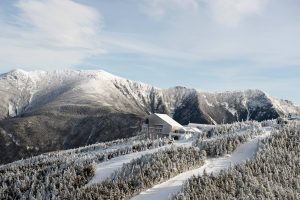 The Taft slalom trail is seen in the lower right of this photo of the Cannon Mountain summit. (file photo: Cannon Mountain)