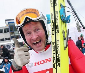 Michael Edwards, a.k.a. “Eddie the Eagle”. (photo: Kicking Horse Powder Tours)