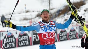 Kjetil Jansrud celebrates victory at home in Kvitfjell on Saturday. (photo: FIS/Agence Zoom)