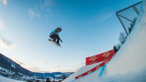 Anna Gasser competing in Women's Snowboard Slopestyle during X Games Norway 2017 (photo: Nick Guise-Smith / ESPN Images)