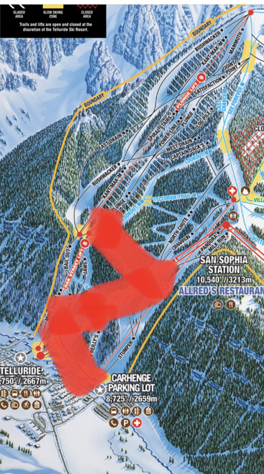 Telluride Lodging Map