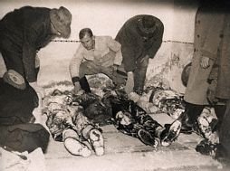 Victims of a 1938 avalanche are laid out in an Austrian mortuary