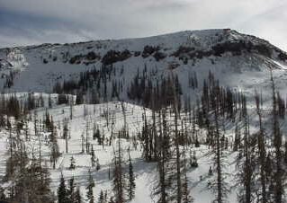 The steep chutes of Brian Head Peak lie above the resort's lifts.