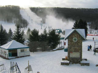 Snowguns blaze during December at Holiday Valley.