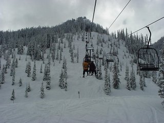 Nearing the top of Whitetooth's double chair (photo Marc Guido)