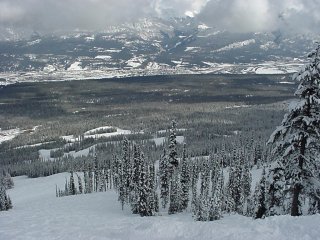 The town of Golden is visible beyond Whitetooth's runs (photo Marc Guido)