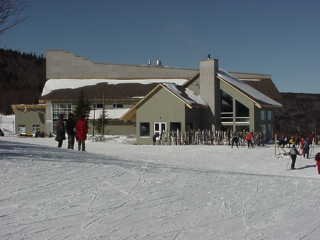 A huge new summit lodge greets guests as they arrive at Le Massif. (photo: Marc Guido)