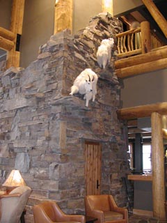 One of Moonlight Lodge's massive stone fireplaces. (photo: Chris Keeler/J&E Productions)