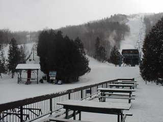 The novice double and summit detachable quad rise from Owl's Head's base lodge (photo Marc Guido)