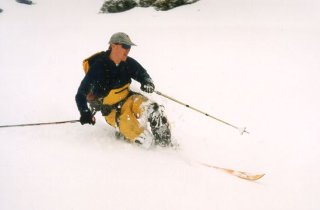 The author in a deep telemark stance