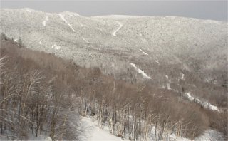 Castlerock's narrow runs hide in the trees on the opposing ridge.