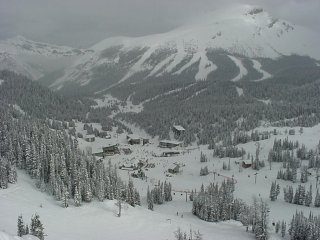Sunshine Village's mid-mountain "base" area (photo Marc Guido)