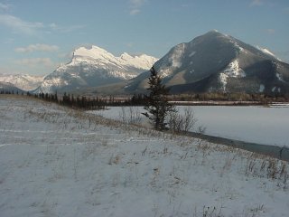 Mt. Rundle, named after an early missionary to the area, looms above the town of Banff (photo Marc Guido)