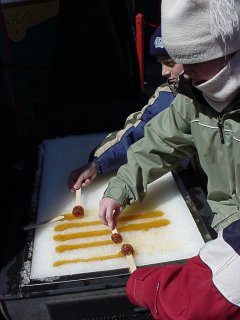 Children of all ages enjoy maple sugar on snow