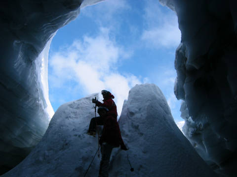 This ice cave represents the summer terminus of Blackcomb Glacier. (photo: Tony Crocker)