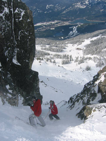 Blackcomb's Pakalolo Chute is amongst the B.C. ski mountain's best steeps. (photo: Tony Crocker)