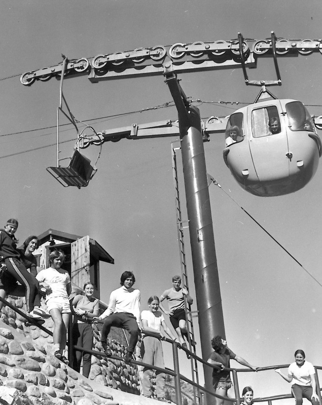 A unique chairlift/gondola hybrid once provided access to the Teahouse on Mt. Norquay. (photo: Mt. Norquay)