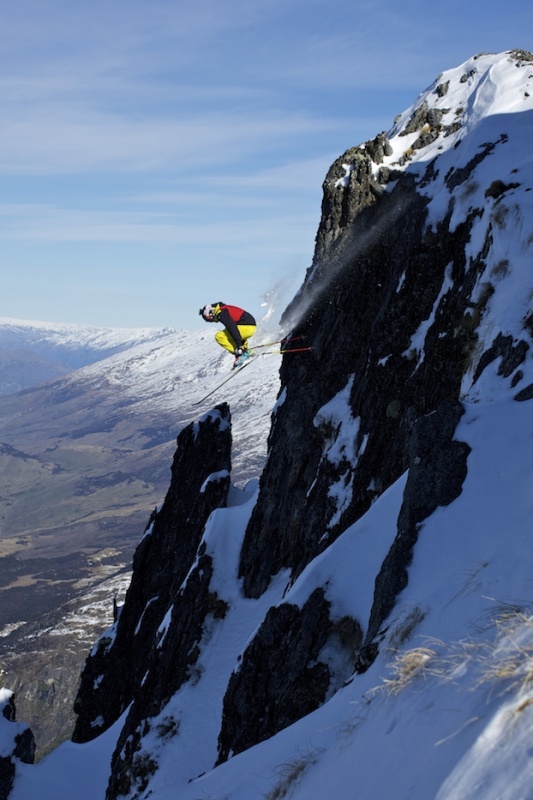 Skier Ted Davenport drops a cliff during the World Heli Challenge's 2011 edition. (file photo: Tony Harrington)