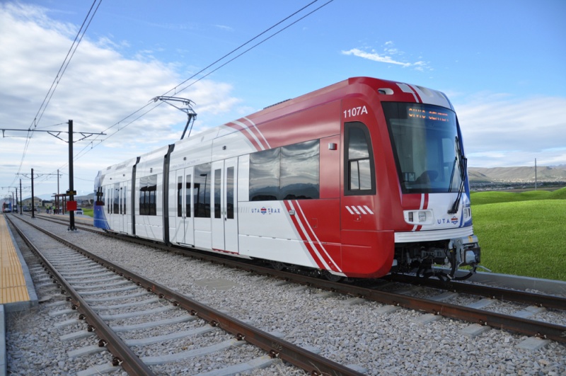 When the UTA's new TRAX airport line opens in 2013, arriving skiers will be able to hop aboard a train to Salt Lake City's downtown every 15 minutes. (photo: UTA)