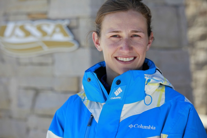 U.S. Ski Team athlete Heather McPhie in the new USSA Columbia outerwear. (photo: Columbia)