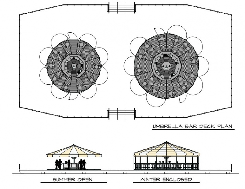An architecht's rendering of Killington's new Roaring Brook Umbrella Bar, which will replace the Superstar Pub destroyed by flood waters in August. (image courtesy: Killington Resort)