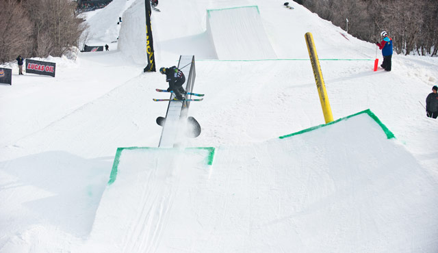 Park City, Utah's Ashley Battersby works the slopestyle course at the Winter Dew Tour Finals at Snowbasin on Sunday. (photo: Alli Sports)