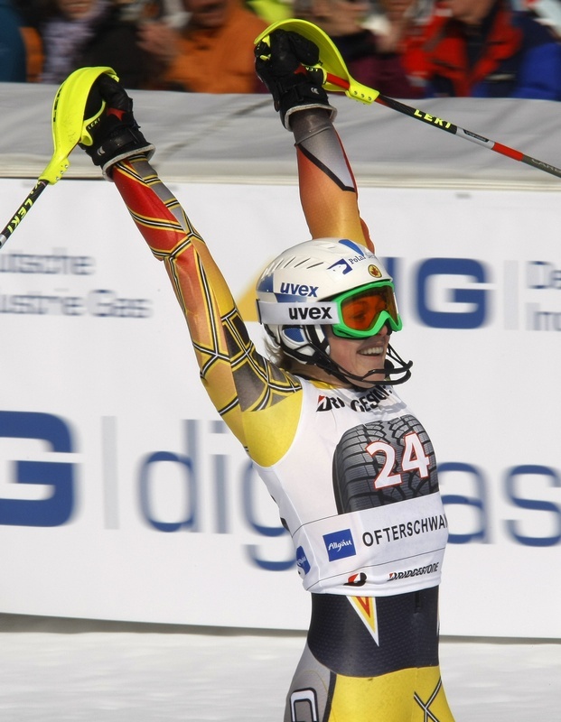 Erin Mielzynski, of Guelph, Ontario, earns Canada's first World Cup slalom victory since 1971 on March 4 in Ofterschwang, Germany. (photo: Pentaphoto/Alpine Canada)