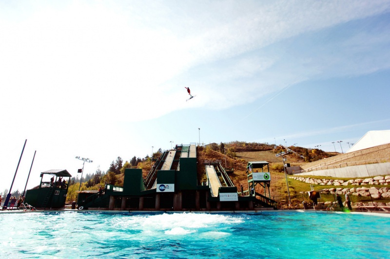 U.S. Freestyle Team water ramp training at the Utah Olympic Park in Park City, Utah. (photo: Sarah Brunson/U.S. Ski Team)