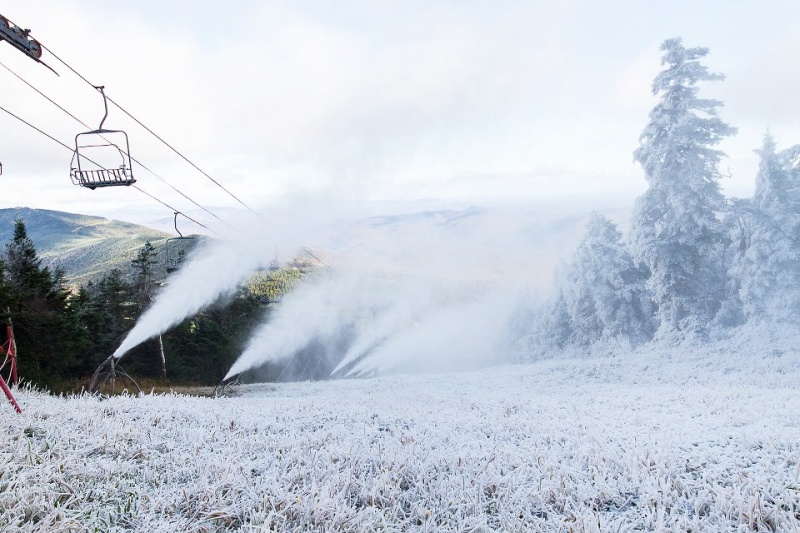 Killington snowmakers were hard at work on the Vermont resort's Rime trail on Friday, getting ready for Saturday's opening. (photo: Killington Resort)