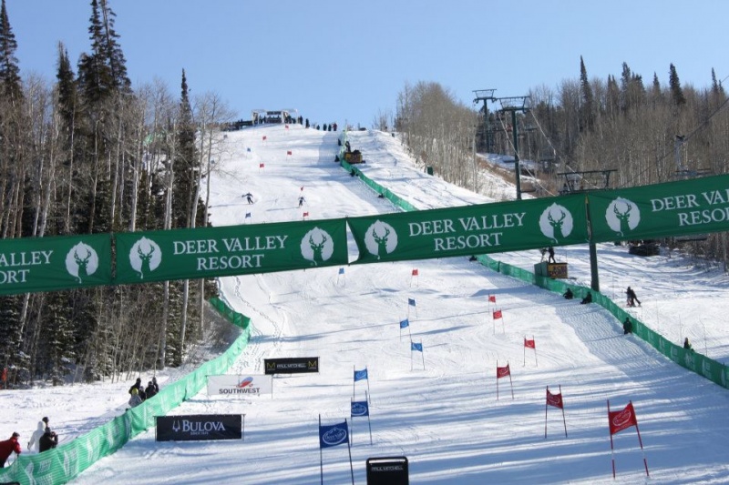 The setup for the annual Celebrity Skifest on Deer Valley's Birdseye run (file photo: Deer Valley Resort)