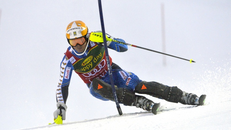 Sweden's Andre Myhrer skis to victory in Sunday's World Cup slalom in Levi, Finland. (photo: FIS Alpine)