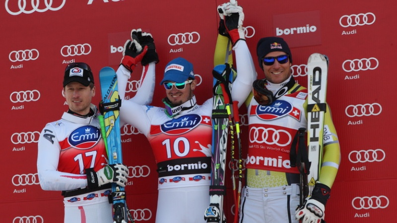 Austrian, Italian Ski Racers Tie for Stelvio Downhill Win in Bormio